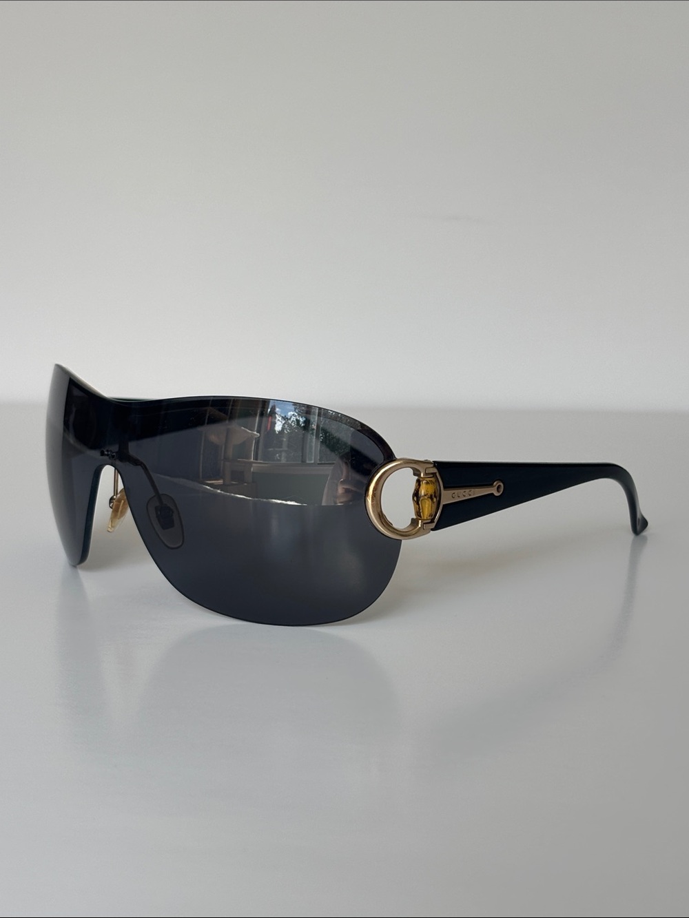 Gucci Vintage Y2K Shield Sunglasses with Bamboo Horsebit